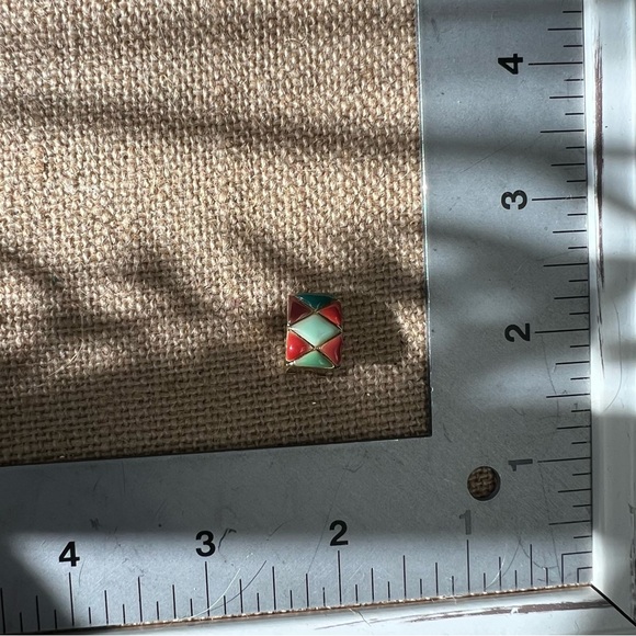 Lauren Conrad diamond chevron rust green pattern clip on earrings clippies gold - Picture 2 of 5